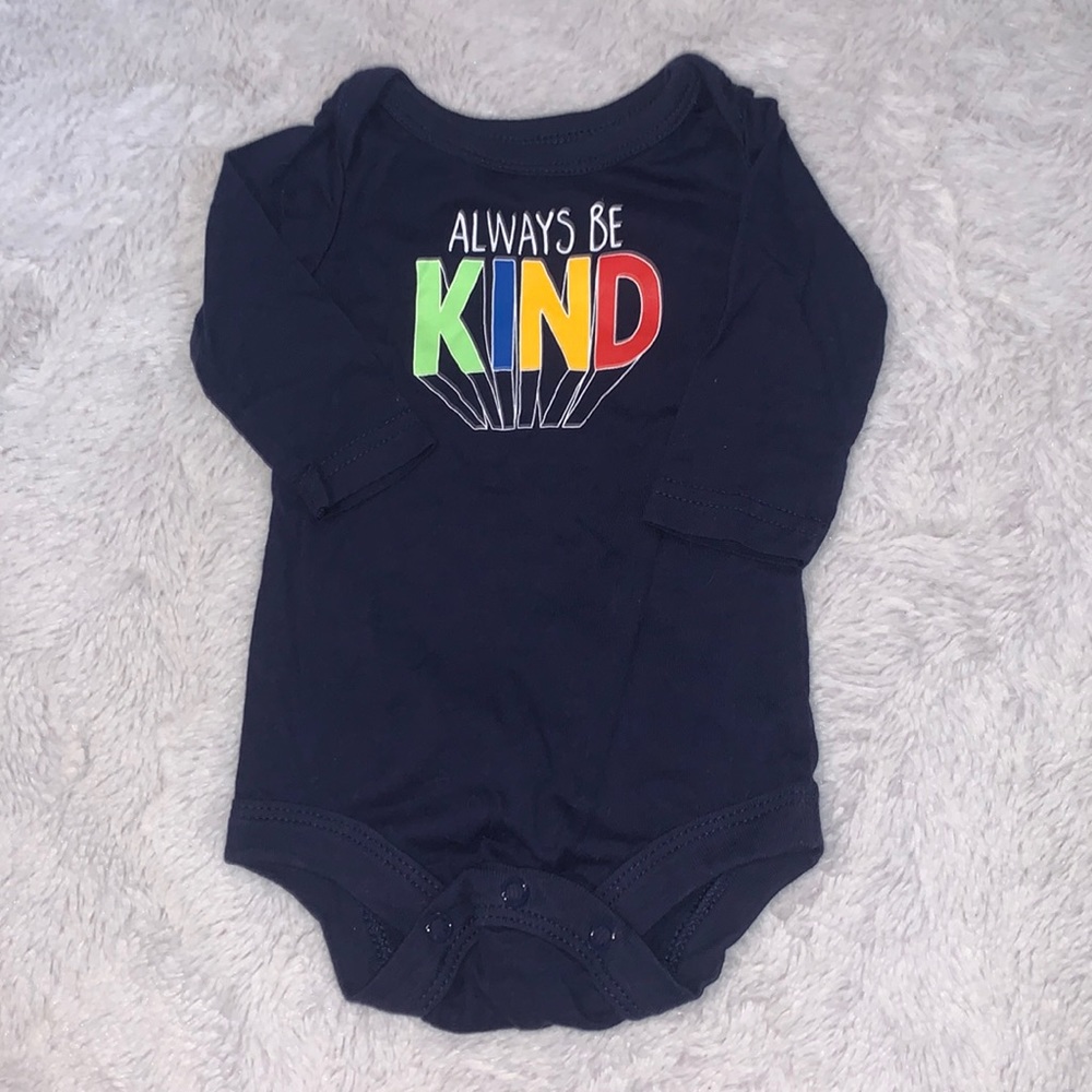 (3 for $10) George 0-3 month navy blue be kind bodysuit